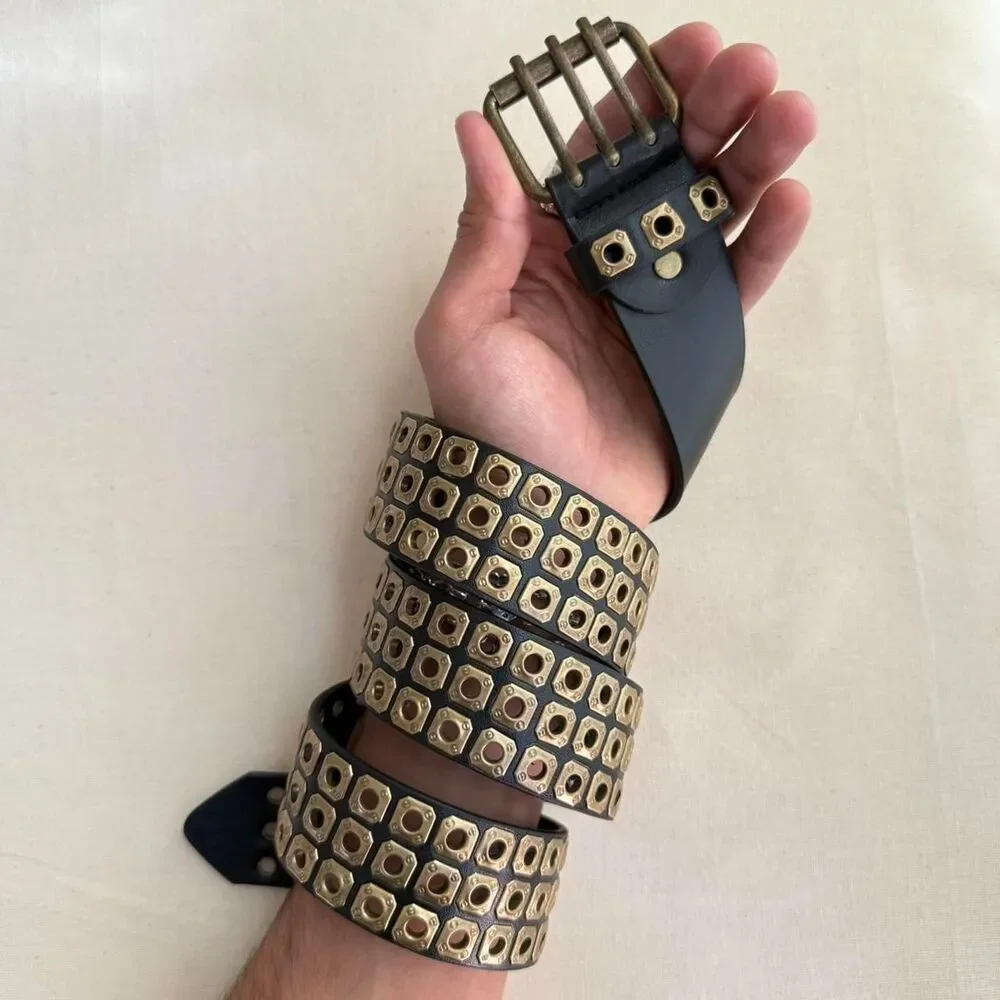 y2k 2000s studded black and bronze grunge emo belt